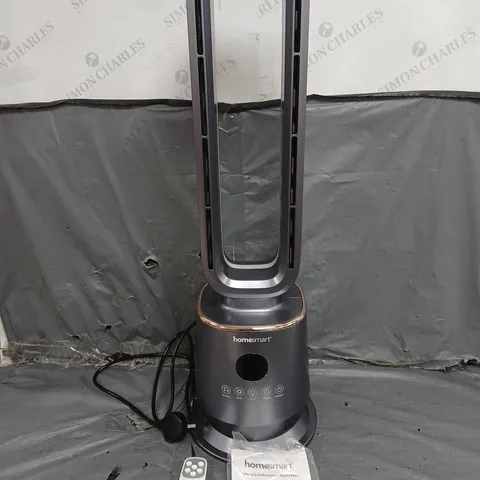 BOXED HOMESMART HOT COLD BLADELESS TOWER FAN IN METALIC GREY
