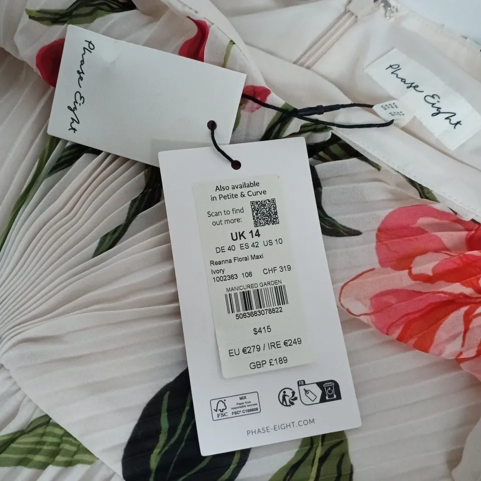 PHASE EIGHT REANNA FLORAL MAXI IVORY DRESS – UK 14