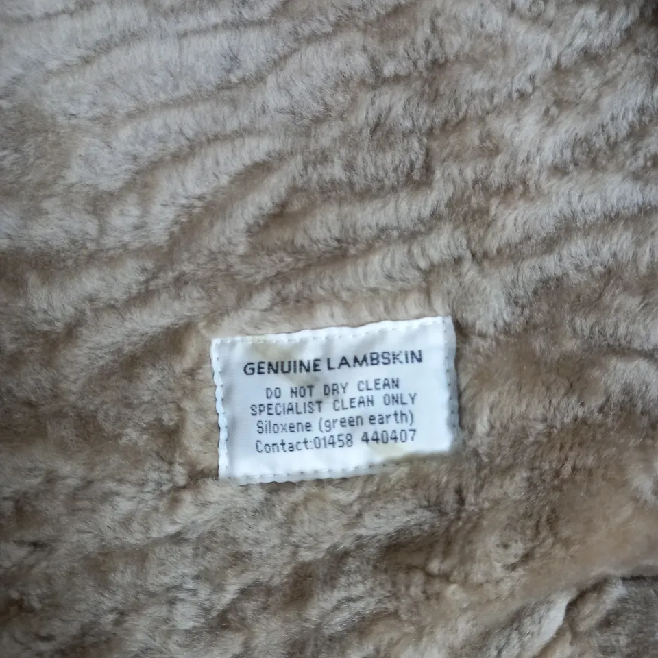 WOOLIE THICK LAMBSKIN JACKET IN BROWN SIZE 18
