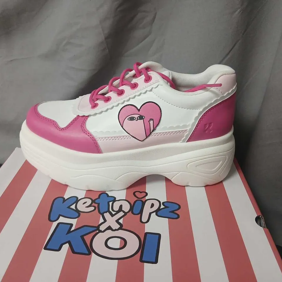 BRAND NEW BOXED KETNIPZ X KOI UR A STAR HIGH TOP TRAINERS PINK SIZE 6