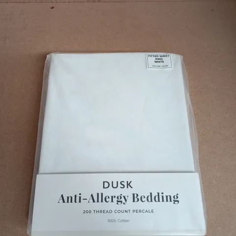 DUSK ANTI-ALLERGY BEDDING FITTED KING SHEET – WHITE