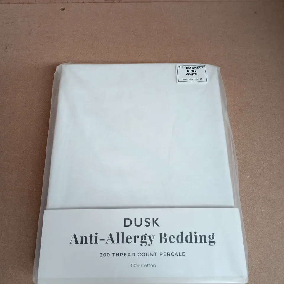 DUSK ANTI-ALLERGY BEDDING FITTED KING SHEET – WHITE