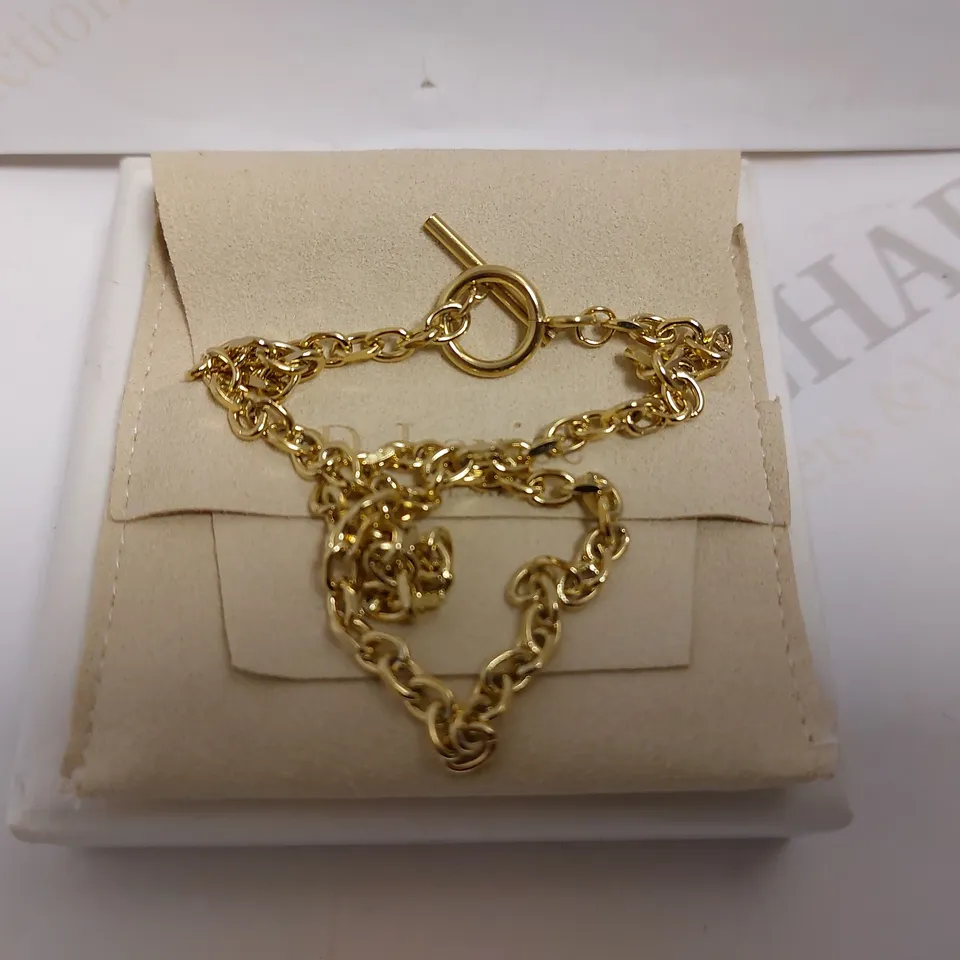BOXED D. LOUISE GOLD EFFECT T-BAR CHOKER NECKLACE