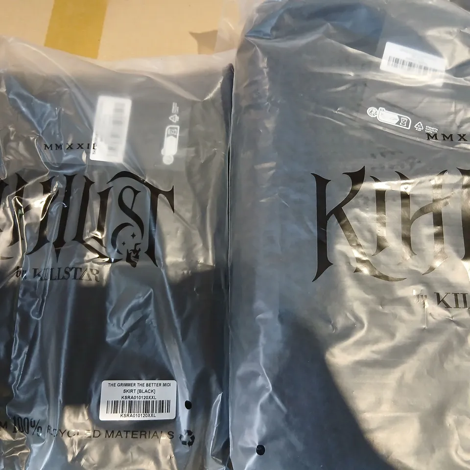 APPROXIMATELY 55 BRAND NEW KILLSTAR CLOTHING ITEMS TO INCLUDE; THE GRIMMER THE BETTER MIDI SKIRT AND ONYX CLOUD CARDIGAN