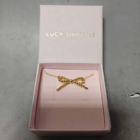 BOXED LUCY SIMMONS GOLD BEAD BOW NECKLACE 