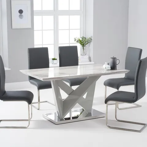 BOXED CARRERA GREY HIGH GLOSS AND CHROME 150cm DINING TABLE (2 BOXES)