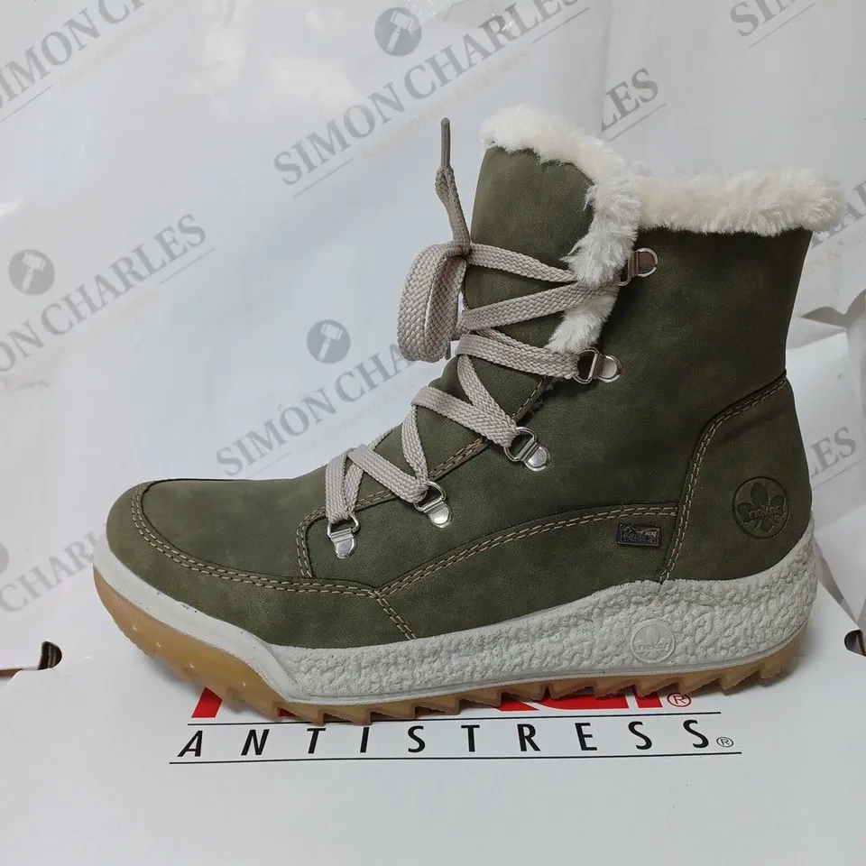 BOXED RIEKER WARM HIKING BOOTS, KHAKI - SIZE 7.5