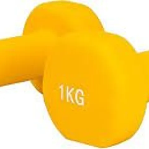 BOXED SET OF 2 X 1KG DUMBBELLS IN YELLOW