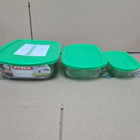 PYREX COOK & STORE GLASS FOOD STORAGE CONTAINERS – SET OF 3 