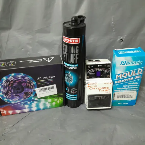 BOX OF APPROXIMATELY 8 ASSORTED ITEMS TO INCLUDE - MOULD REMOVER GEL , LED STRIP , STRONG STUFF ETC