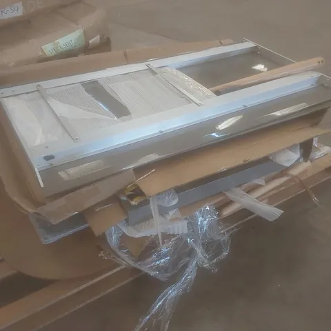 PALLET OF ASSORTED DESIGNER DINING TABLE PARTS AND PIECES