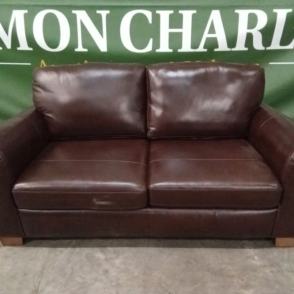 BAILEY 2 SEATER LEATHER SOFA BED - CHOCOLATE RRP £999