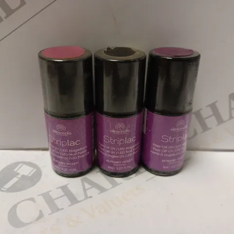 BOX OF APPROXIMATELY 75 X 8ML VIALS OF ALESSANDRO STRIPLAC NAIL POLISH IN PEARLY VIOLET
