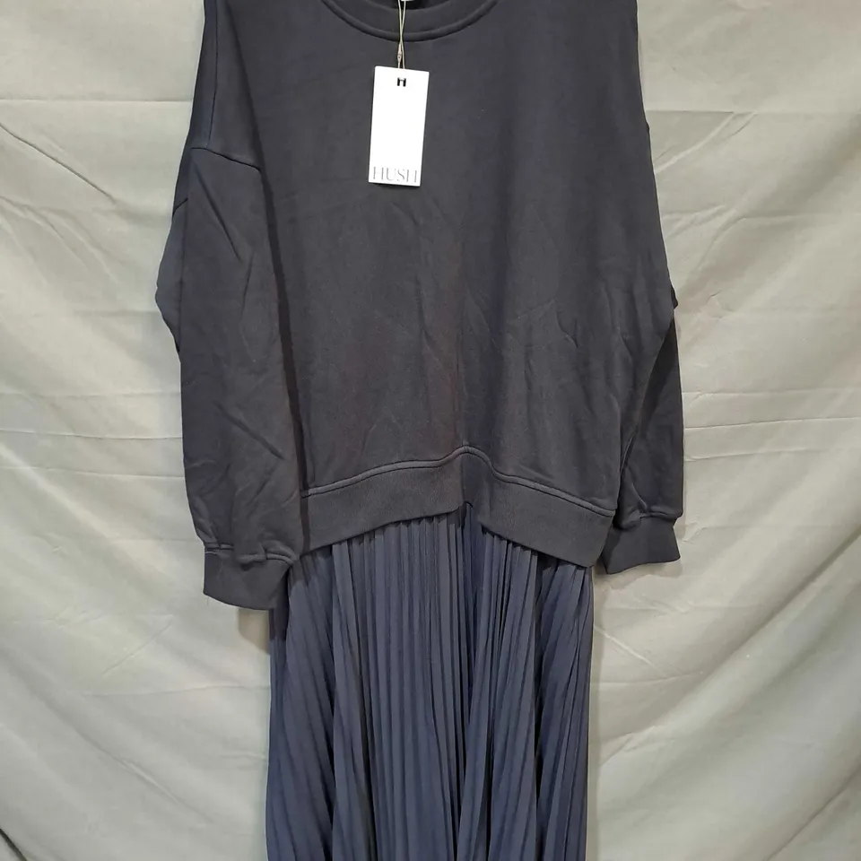 HUSH GABRIELA PLEATED SKIRT SWEAT DRESS IN DARK NAVY - MEDIUM