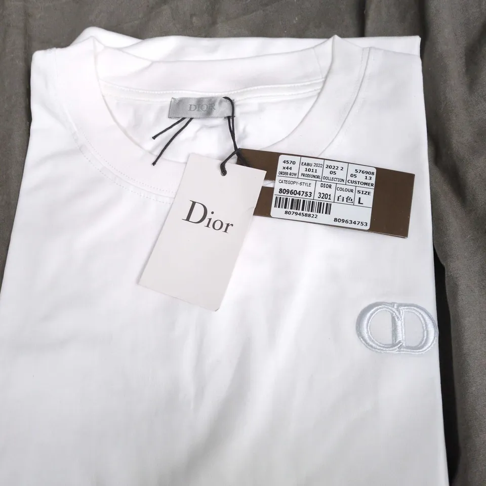 DIOR WHITE COTTON T SHIRT - SIZE L