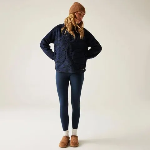 REGATTA WOMEN'S FLEECE WITH HALF ZIP FRANKIE BORG NAVY ABSTRACT SIZE 12