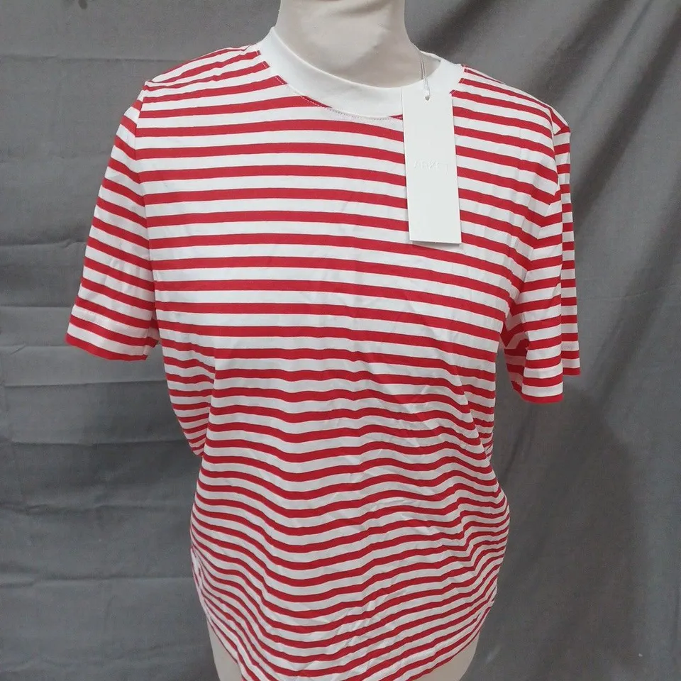 ARKET RED/WHITE STRIPED T-SHIRT - EUR S