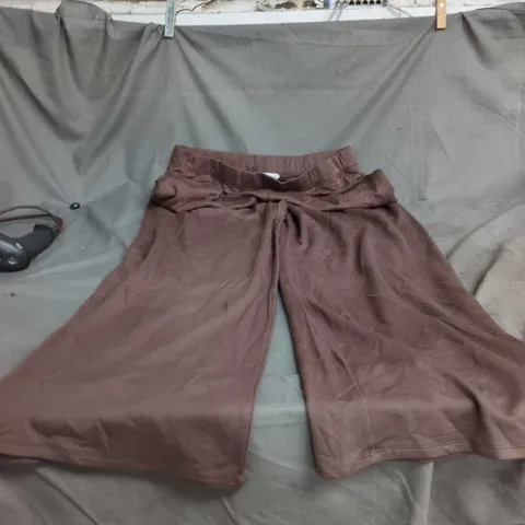 BROWN WIDE-LEG TROUSERS - SIZE L