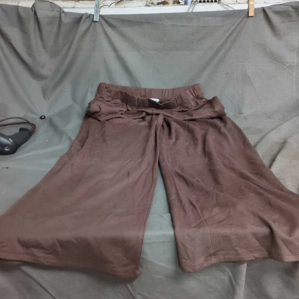 BROWN WIDE-LEG TROUSERS - SIZE L