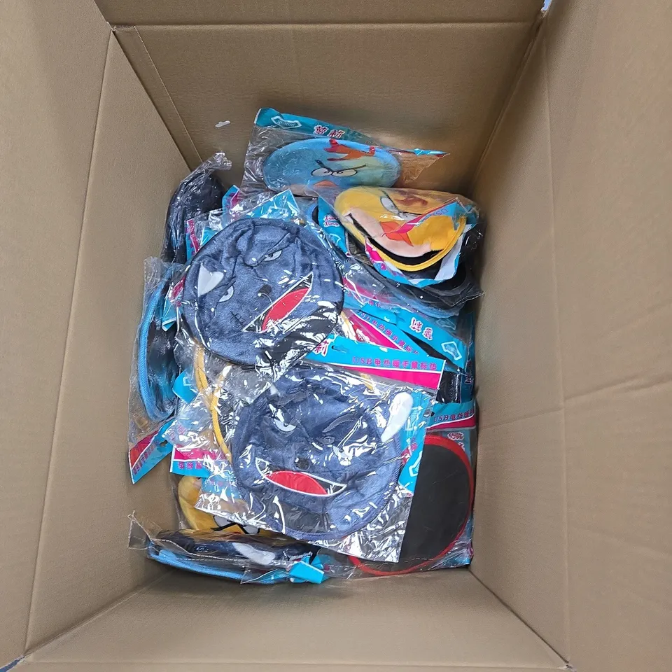 BOX OF APPROXIMATELY 60 ASSORTED USB HEATED MOUSE PADS