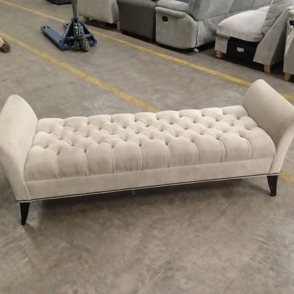 QUALITY DESIGNER FABRIC UPHOLSTERED BENCH - BEIGE