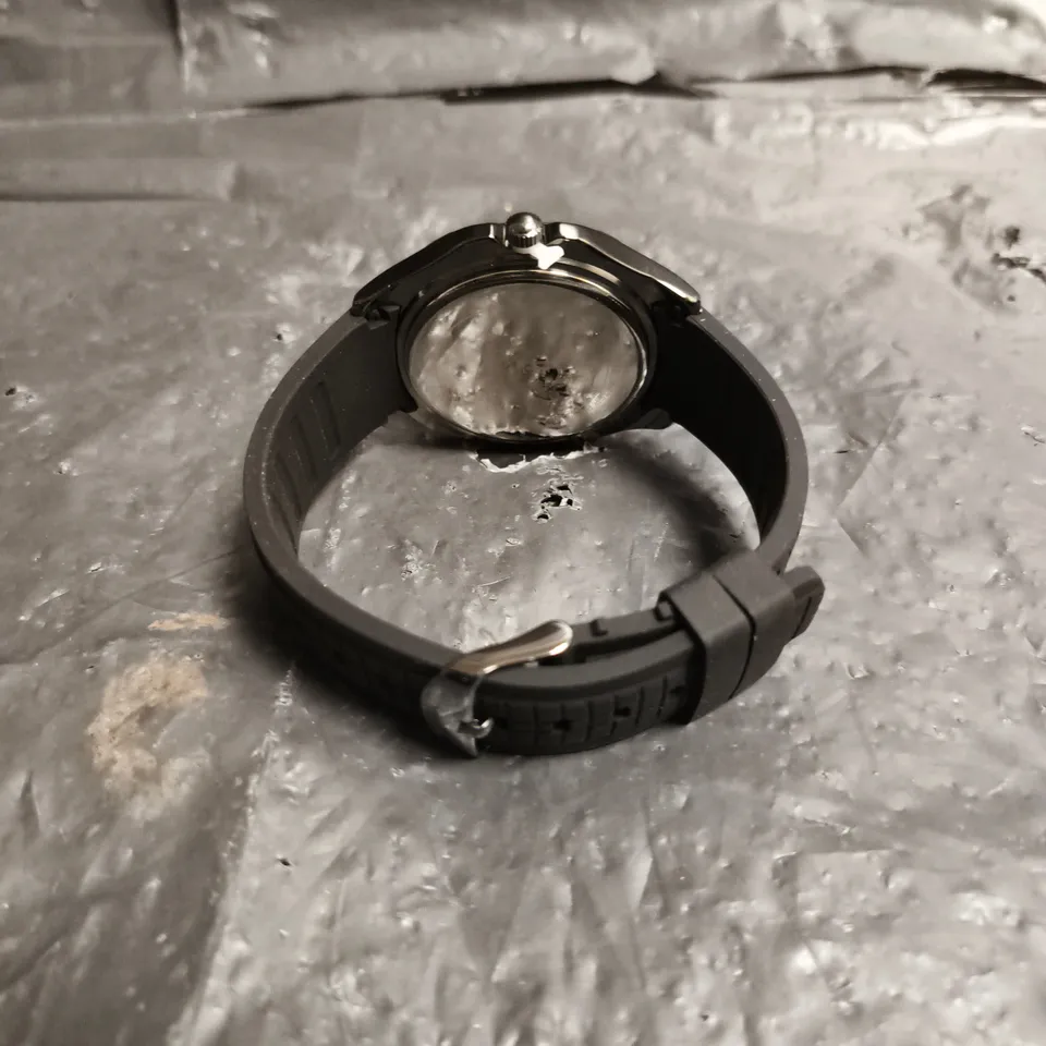 MENS LOUIS LACOMBE BLACK RUBBER STRAP NAVY DIAL WATCH