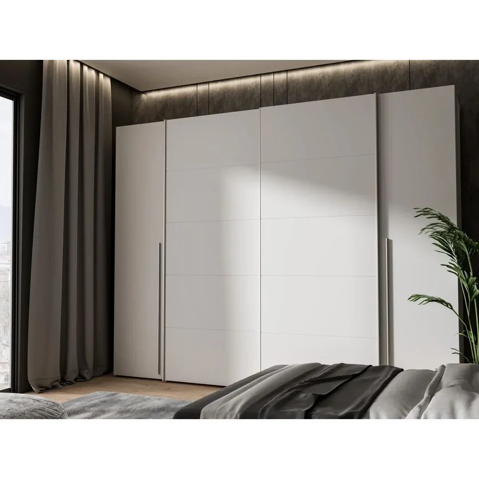 BOXED DEBARR 4 DOOR SLIDING WARDROBE - WHITE (4 BOXES)