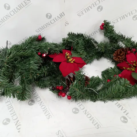 RED POINSIETTA PRE LIT 6FT GARLAND