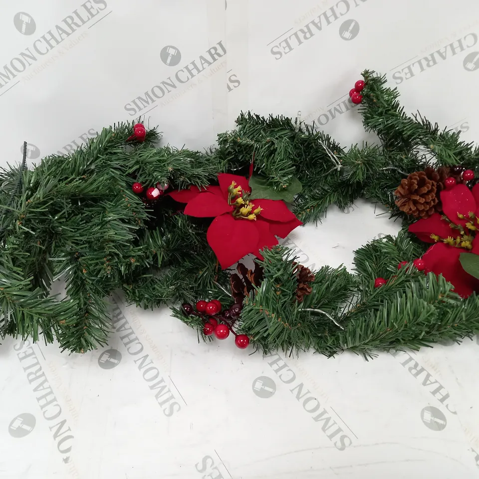 RED POINSIETTA PRE LIT 6FT GARLAND RRP £19.99