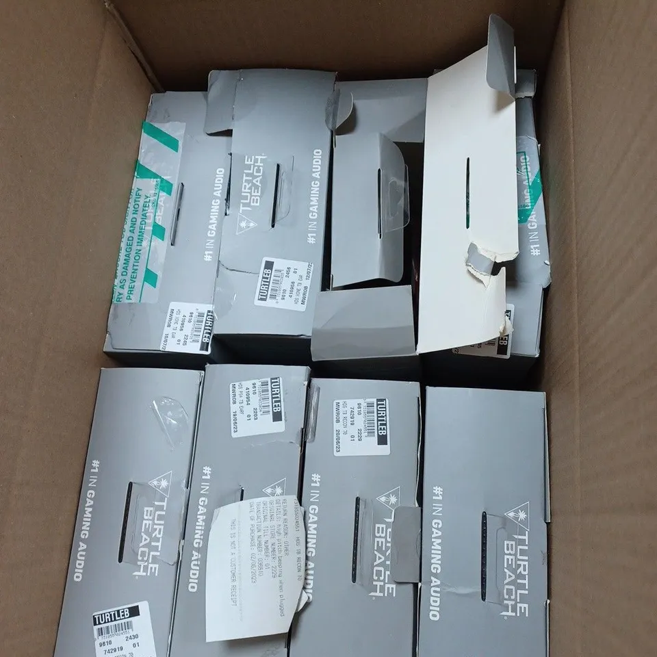 BOX OF APPROXIMATELY 8 TURTLE BEACH GAMING HEADSETS 