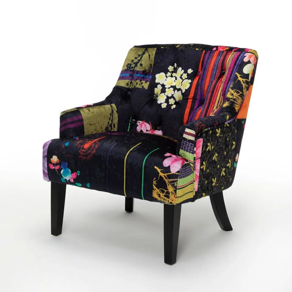 SHARRON ARMCHAIR UPHOLSTERY- BLACK PATCHWORK