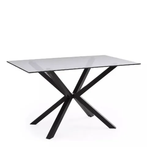 BOXED CHOPSTICK 130 CM RECTANGULAR GLASS TOP DINING TABLE 