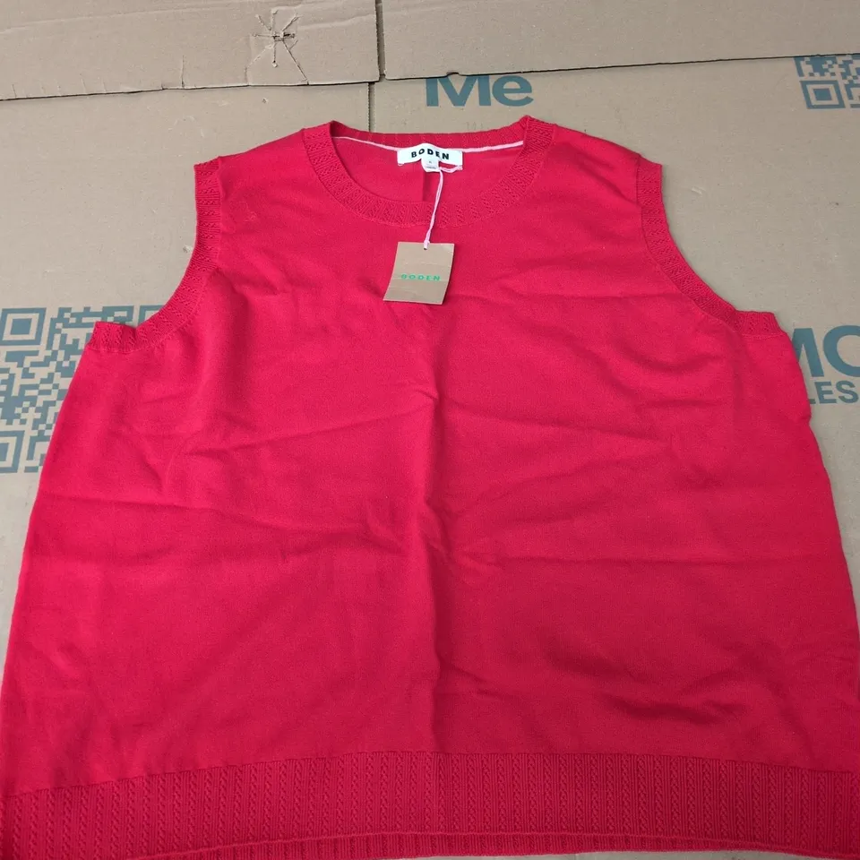 BODEN WOMEN'S SLEEVELESS KNIT TOP – RED, SIZE XL