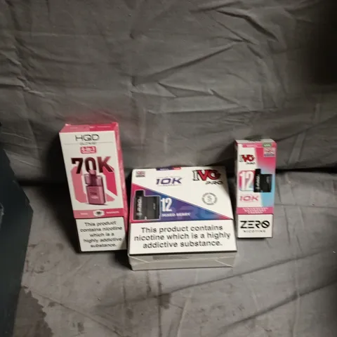 APPROXIMATELY 15 ASSORTED E-CIGARETTE PRODUCTS INCLUDING HQD GLOW AIR, IVG PRO AND PIXL DUO 12