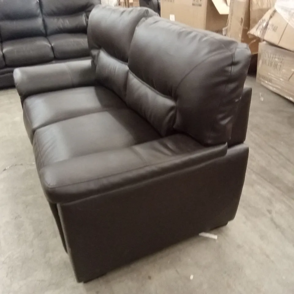 DESIGNER 2 SEATER CHOCOLATE FAUX LEATHER SOFA