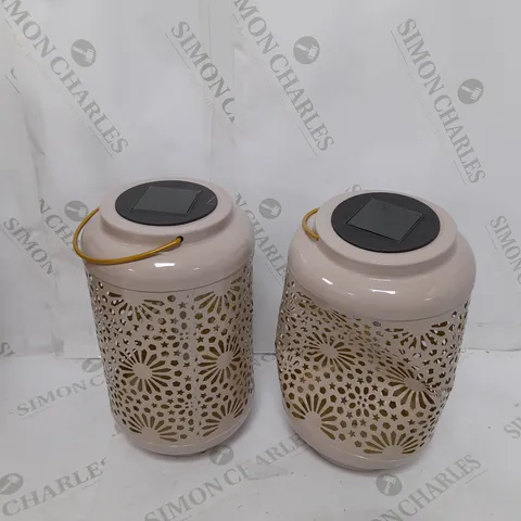 GARDEN REFLECTIONS SET OF 2 PATTERNED SOLAR LANTERNS