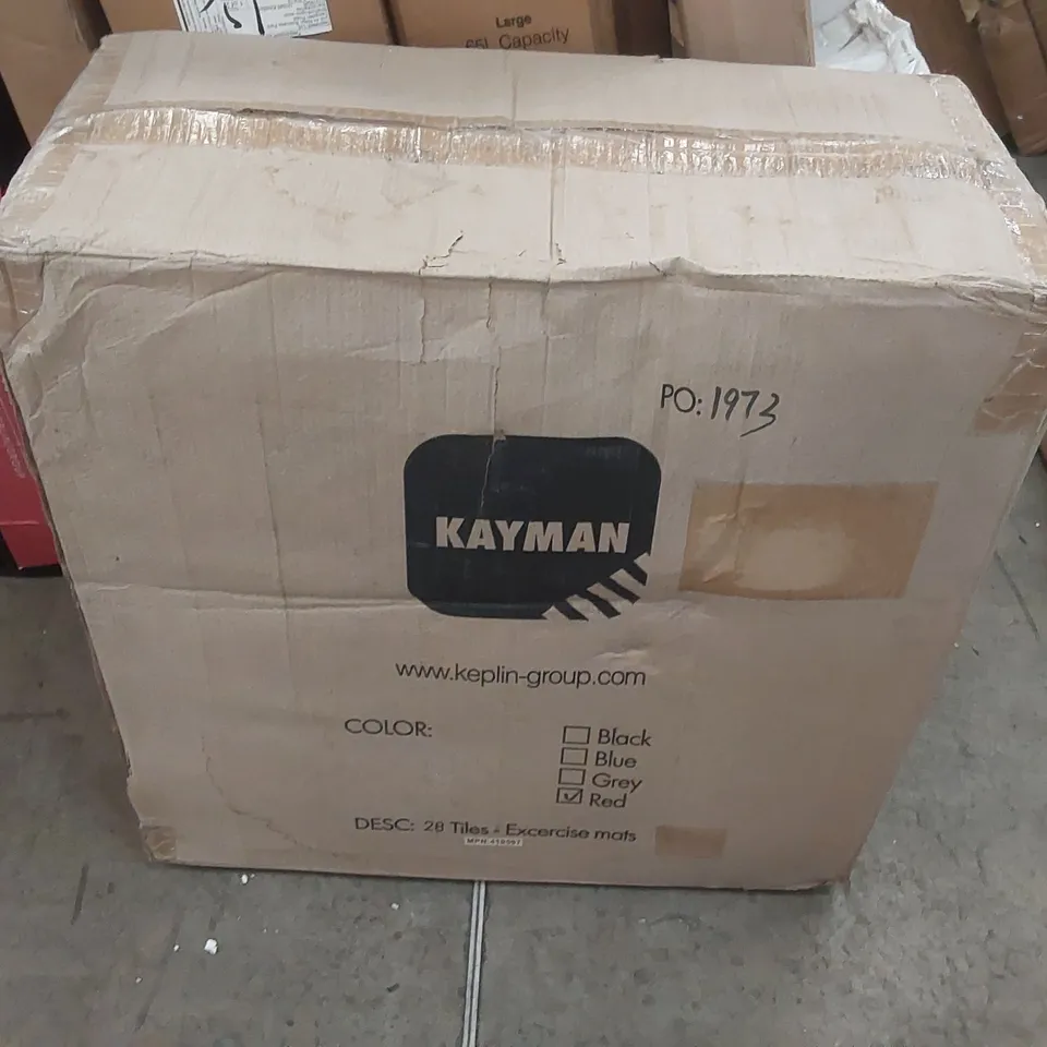 BOXED KAYMAN APPROXIMATELY 28 TILES EXERCISE MATS - RED