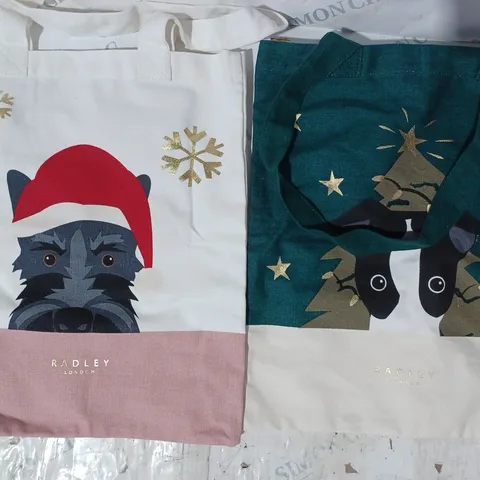 RADLEY LONDON SET OF 2 CHRISTMAS FRIENDS CANVAS TOTE BAGS