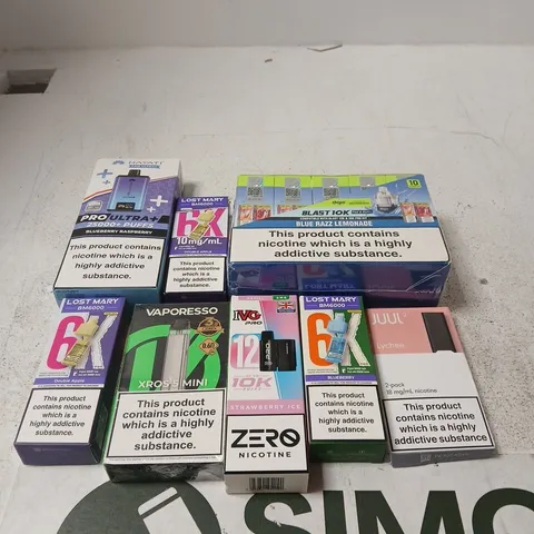 APPROXIMATELY 20 ASSORTED E-CIGARETTE & VAPING ITEMS IN VARIOUS BRANDS TO INCLUDE IVG, LOST MARY, HAYATI ETC 