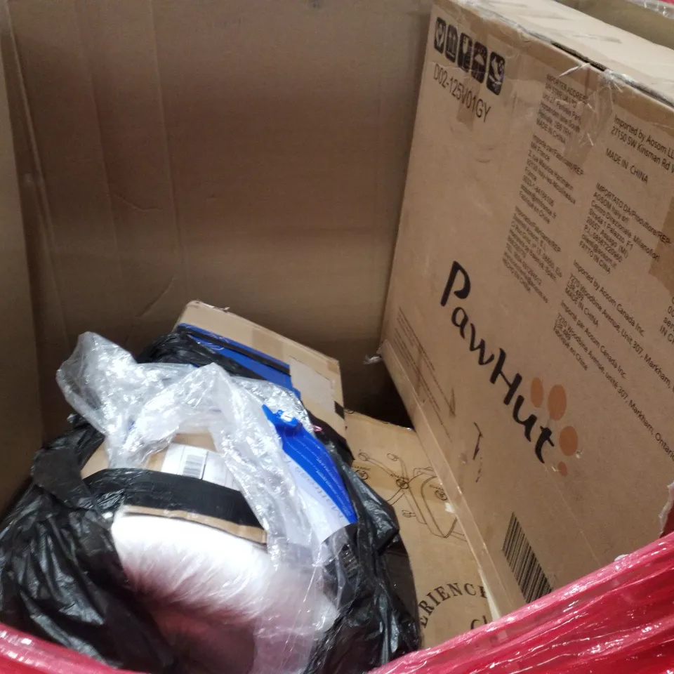 PALLET CONTAINING ASSORTED PRODUCTS INCLUDING PLAYPEN, COMPUTER DESK, FOLDING WAGON & PINK OFFICE CHAIR 