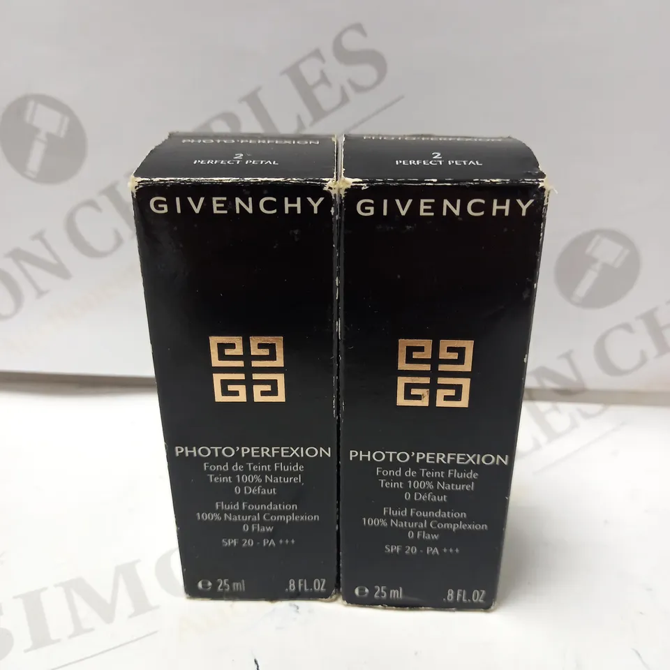 LOT OF 2 X 25ML GIVENCHY PHOTO PERFEXION FLUID FOUNDATION - 2 PERFECT PETAL