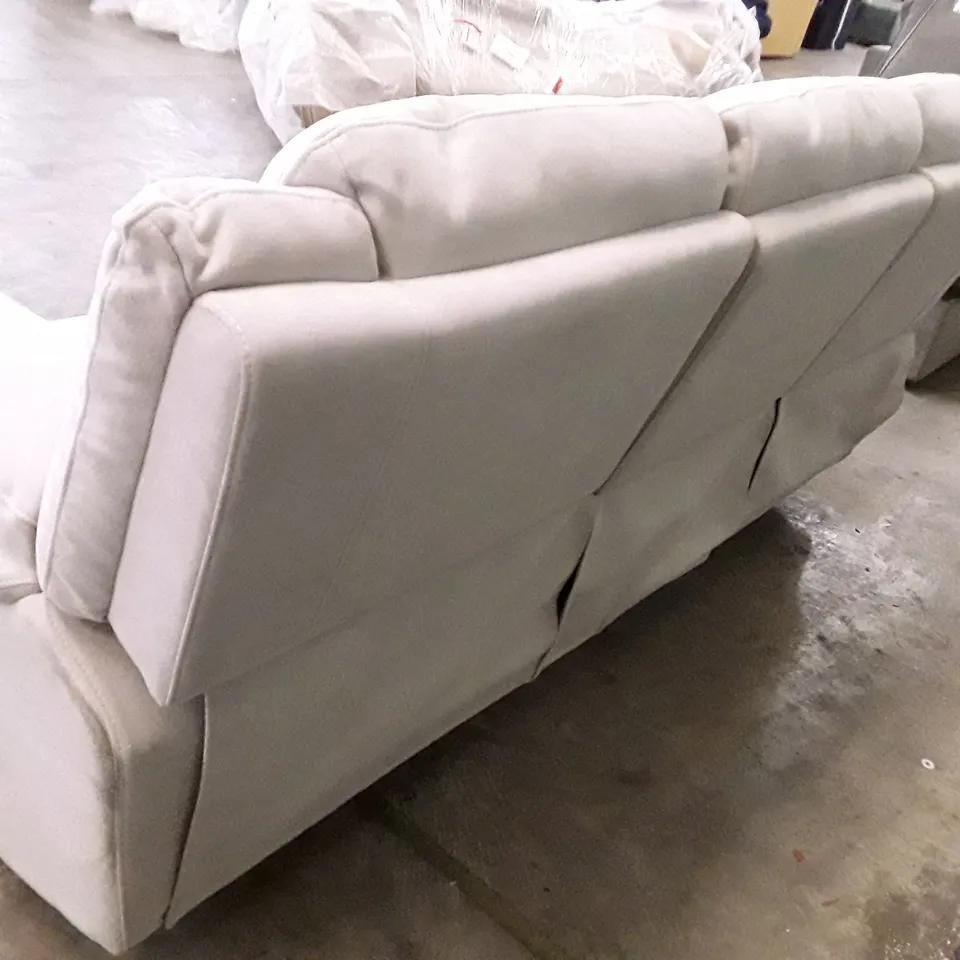 QUALITY DESIGNER ALBION FABRIC 3 SEATER MANUAL RECLINER SOFA - LIGHT GREY FABRIC  RRP £599