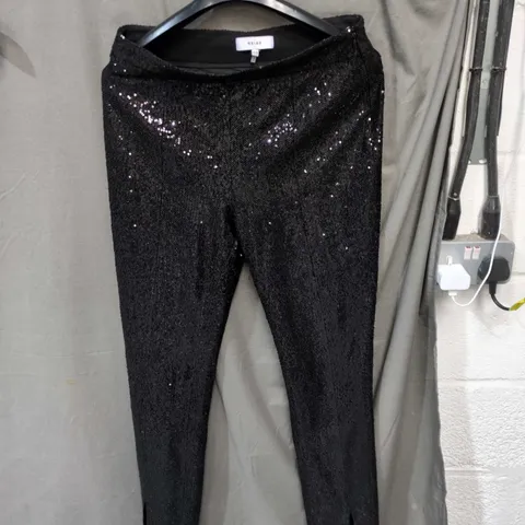 REISS WOMEN'S SEQUIN TROUSERS, BLACK – UK 12 (EU 40, US 8)