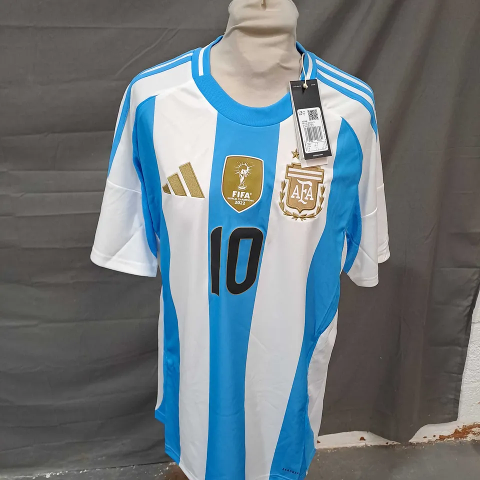 ADIDAS ARGENTINA FIFA 2022 WORLD CHAMPIONS SHIRT - MESSI 10 - LARGE