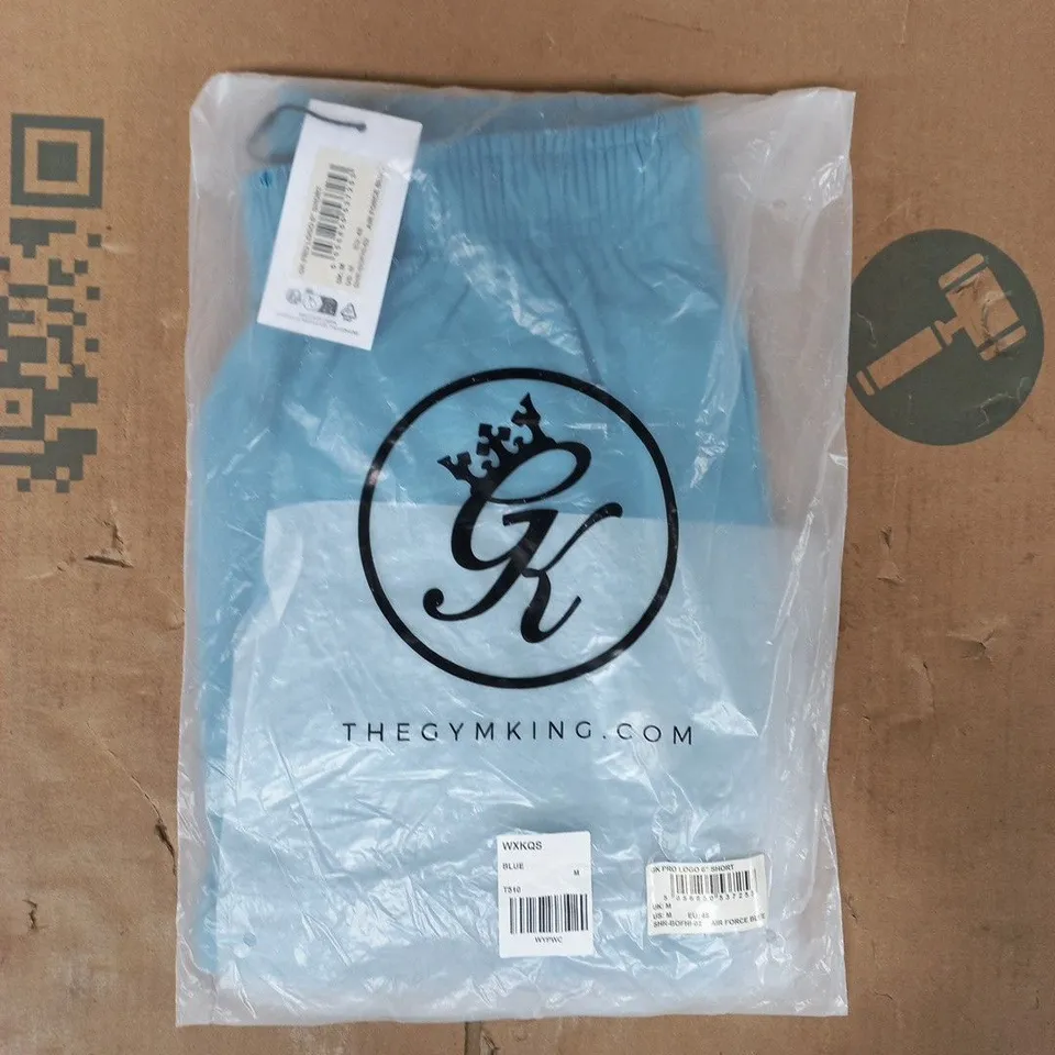BAGGED GYM KING PRO LOGO 6" SHORTS IN BLUE SIZE MEDIUM