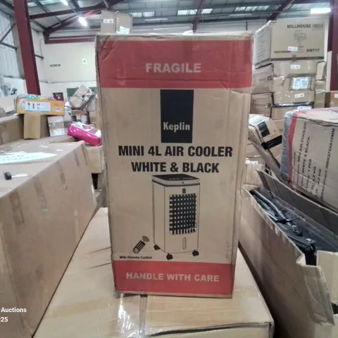 BOXED KEPLIN MINI 4L AIR COOLER WHITE & BLACK WITH REMOTE CONTROL 