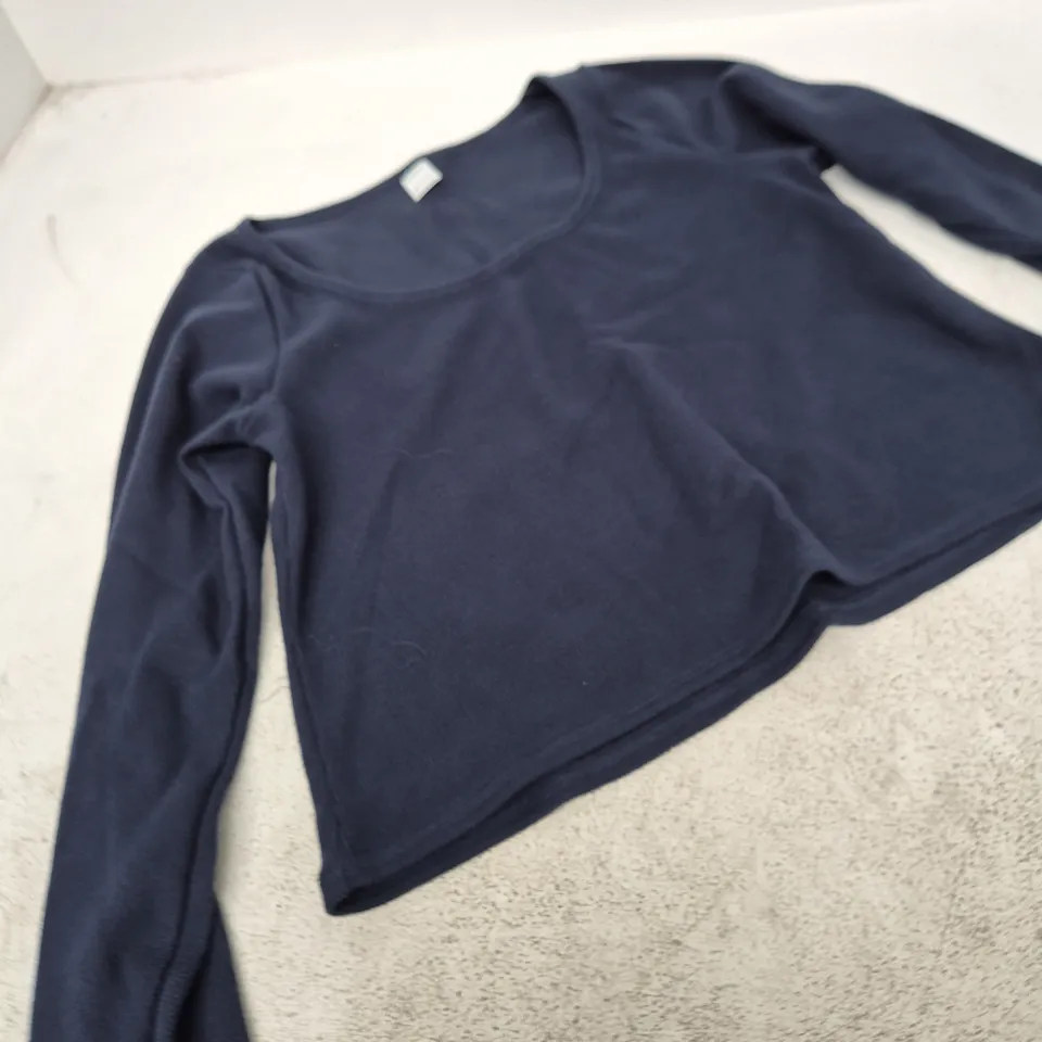 GILLY HICKS NAVY KNIT TOP – WOMEN’S SIZE SMALL (UK S) – MADE IN SRI LANKA
