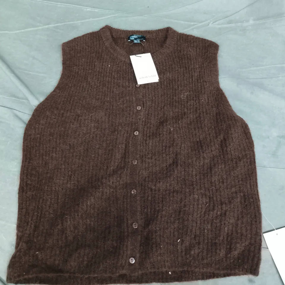 NOBODYS CHILD BUTTON THROUGH MOHAIR VEST IN BROWN - UK SMALL