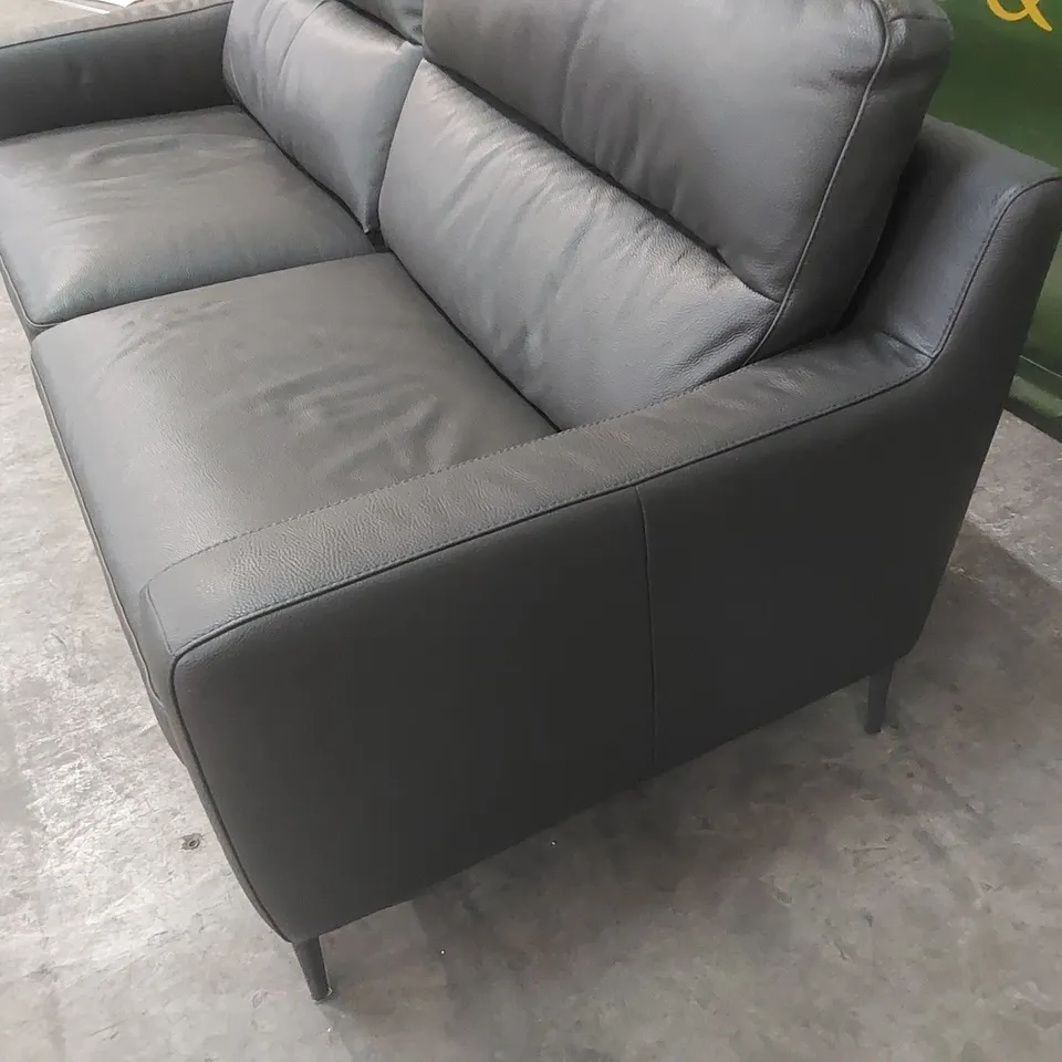 QUALITY DESIGNER ITALIAN MADE ALESSANDRO LARGE 3 SEATER LEATHER UPHOLSTERED SOFA - ANTHRACITE GREY