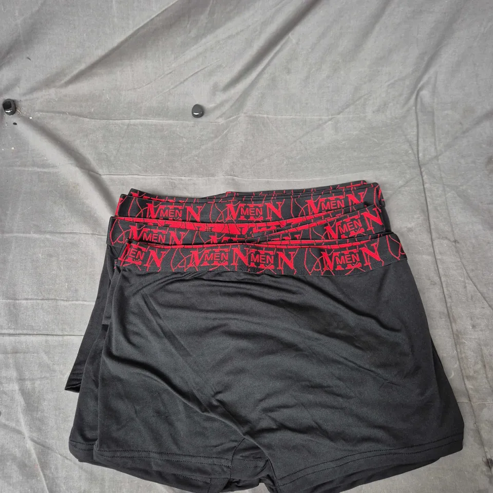 10 X Men's Black Athletic BOXER Shorts with Red Patterned Waistband